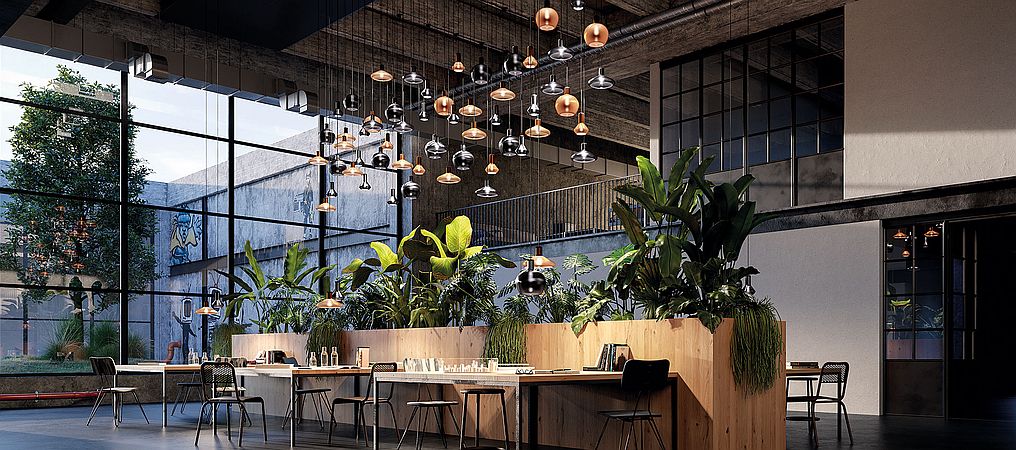 Diesel Living mit Lodes Beleuchtung