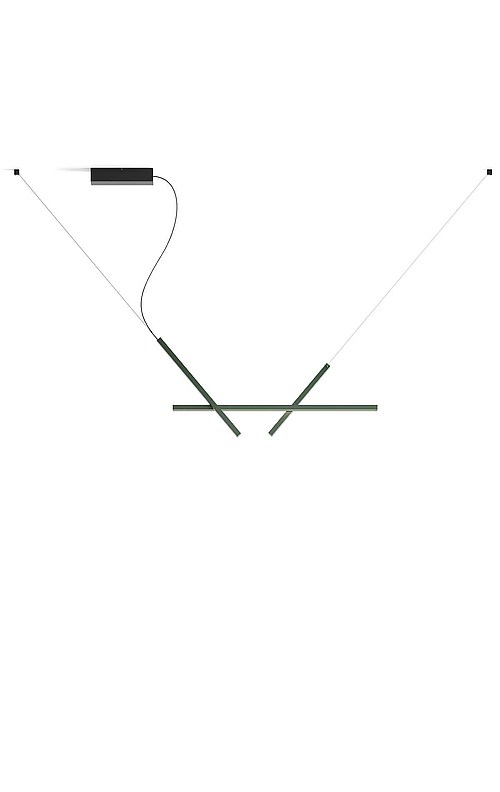 Die Luceplan Across ist eine moderne lineare Pendelleuchte
